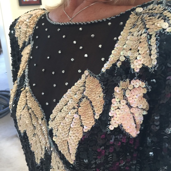 SHOMAX Silk and Sequined Formal Dress, Vintage - Picture 2 of 7